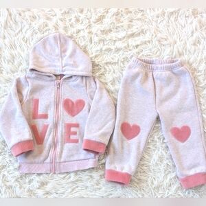 First Impressions pink fleece hoodie and jogger set size 24 months